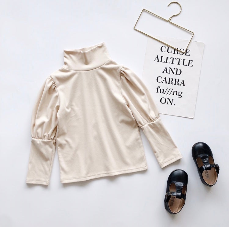 Nude Colors Puff Sleeve Round Neck Top