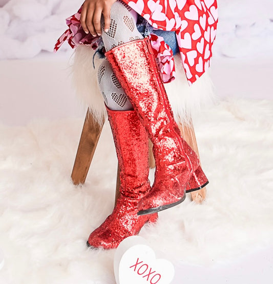 Candy Red Glitter Fashion Icon Boots