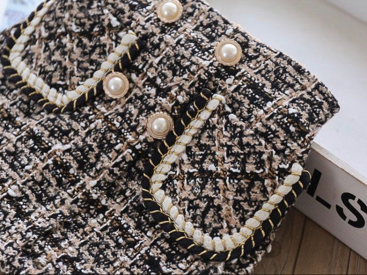Brown Pearls & Wool Skirt