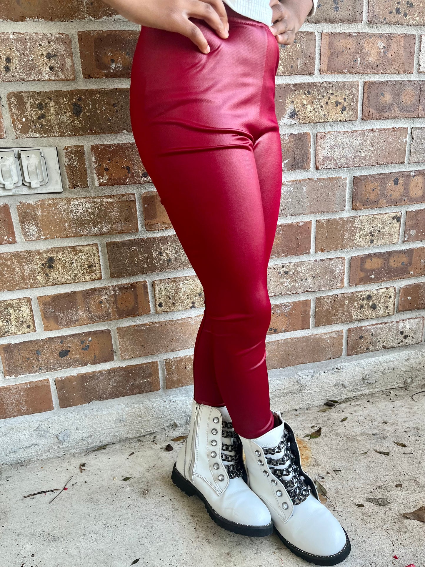 Wine Red Leather Tights