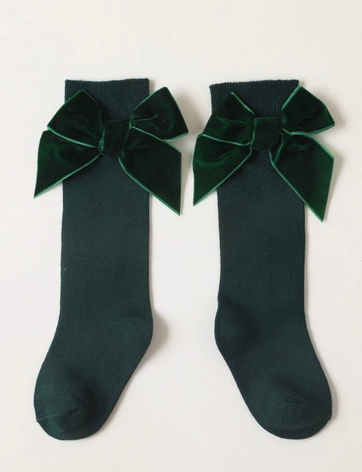 Green Velvet Ribbon Socks