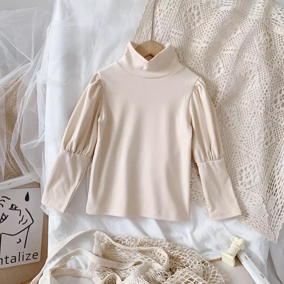 Nude Colors Puff Sleeve Round Neck Top